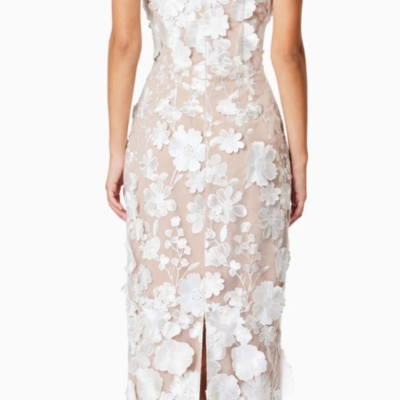 elliatt helena white strapless 3d floral embellished midi bridal dress medium - Picture 2 of 5